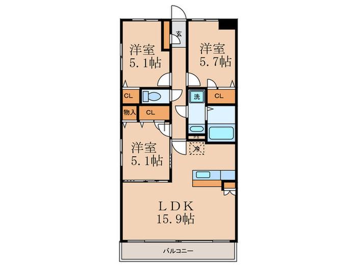 NEXT LIFE OHIRAKI 3-8B(3LDK/5階)の間取り写真
