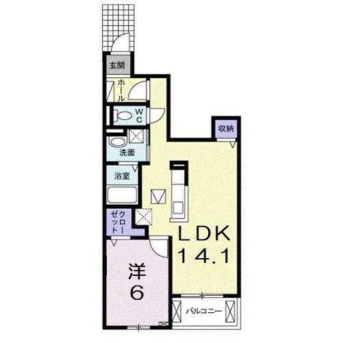 フォレストひばりおか(1LDK/1階)の間取り写真