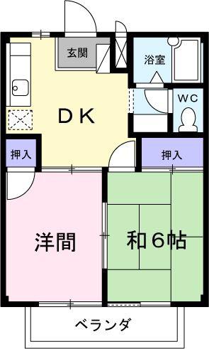 ニューエルディム天王B(2DK/1階)の間取り写真