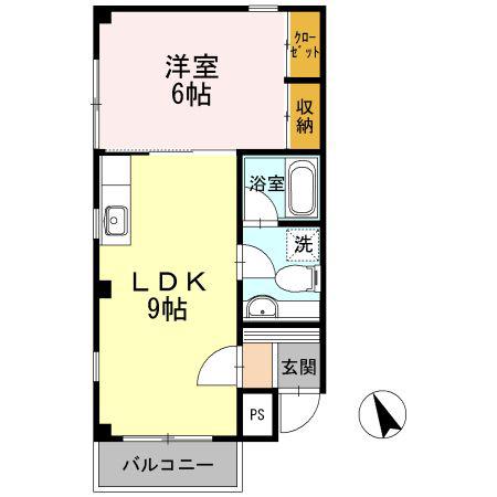 メゾンドネージュ(1LDK/2階)の間取り写真
