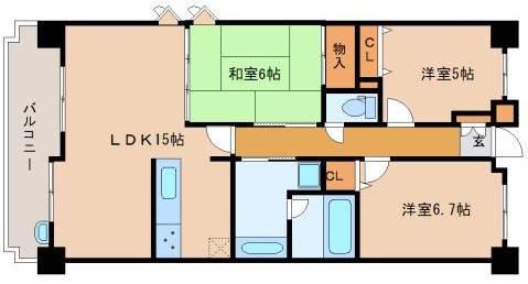 ロータリーマンション大津京アンダント(3LDK/2階)の間取り写真