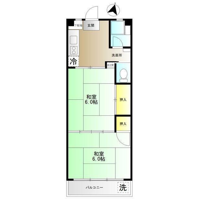 サガミ大銀マンション(2K/3階)の間取り写真
