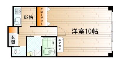 サンパティーク浅野(1K/3階)の間取り写真
