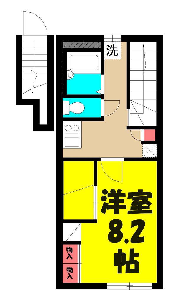 ボヌール(1K/2階)の間取り写真