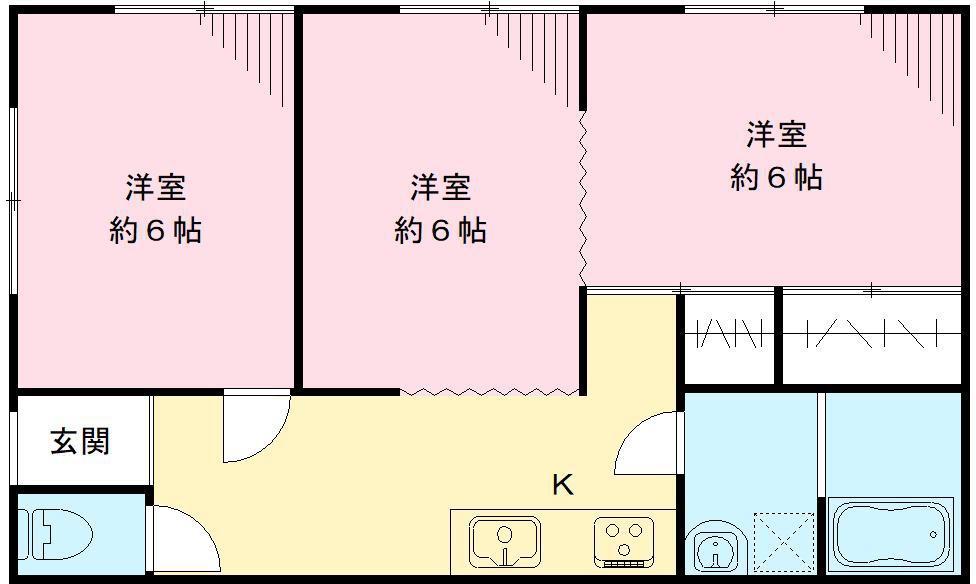 コーポ大須賀津(3K/1階)の間取り写真
