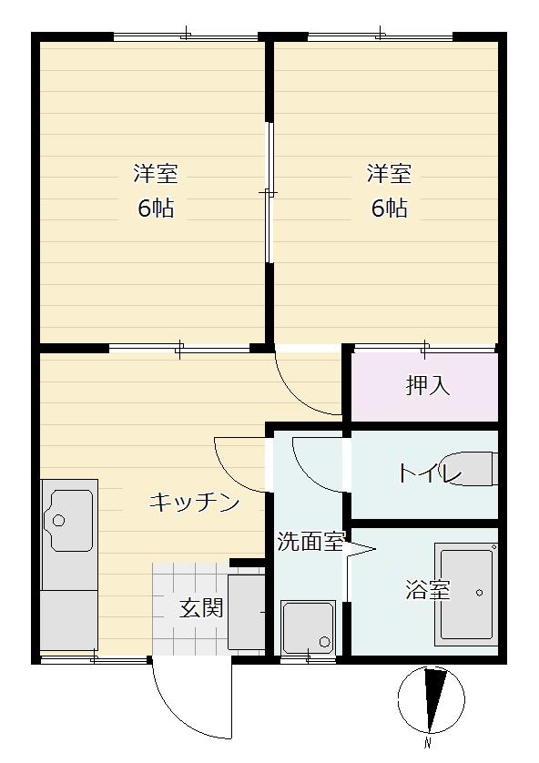 ハイムコーチャンA(2DK/2階)の間取り写真