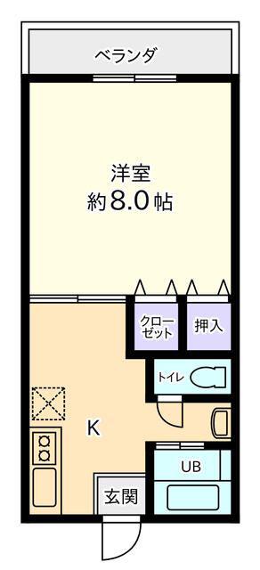 丸正ハイツ(1DK/2階)の間取り写真