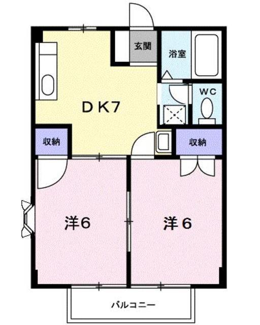 K.N.ファインズ(2DK/1階)の間取り写真
