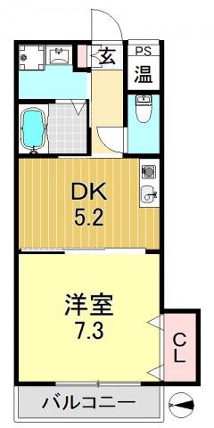 グラシア(1DK/3階)の間取り写真