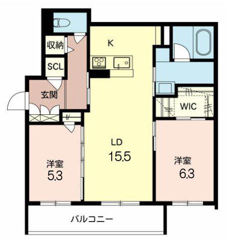 ヘルト シュタイン堺東(2LDK/2階)の間取り写真