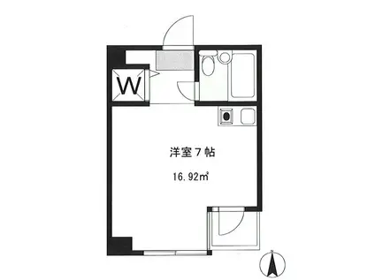 アイヒルズ目黒(ワンルーム/4階)の間取り写真