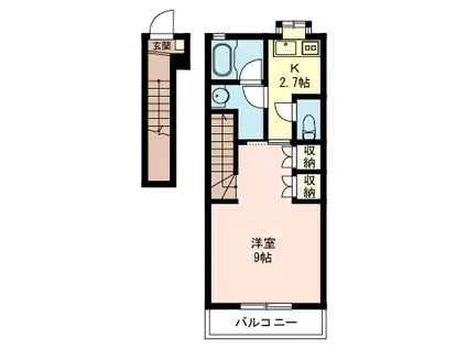 エスポワールB(1K/2階)の間取り写真