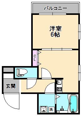 上原ガーデンパレス(1DK/2階)の間取り写真