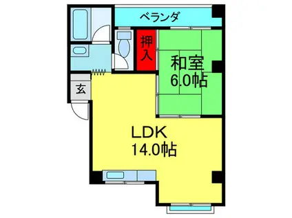 マンションレックス(1LDK/1階)の間取り写真