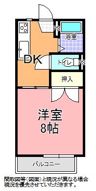コーポK(1DK/2階)の間取り写真