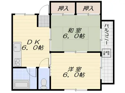 背戸川内ビル(2DK/2階)の間取り写真