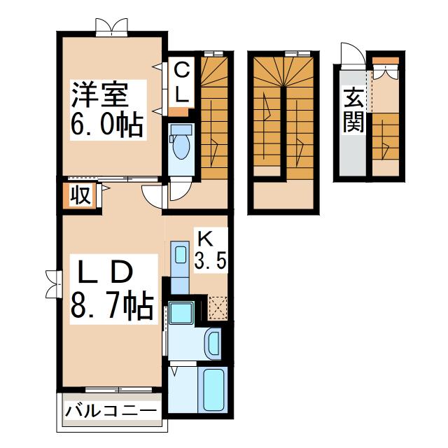 ブローテ藤本(1LDK/3階)の間取り写真