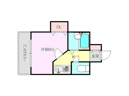 ポニークレスト上新庄(1K/4階)の間取り写真