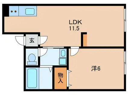 吉岡ハイツ(1LDK/2階)の間取り写真
