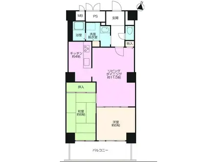 船堀駅前トキタワー(2LDK/11階)の間取り写真