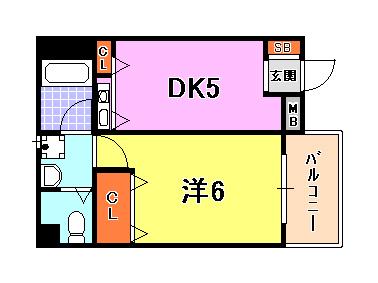 中野ビル(1DK/5階)の間取り写真