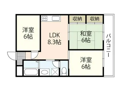 キムラコーポ敬春(3DK/2階)の間取り写真