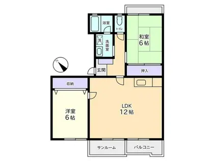 バードランドヒル(2LDK/2階)の間取り写真