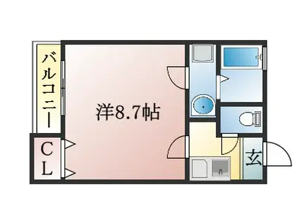 クレフラスト高丘A(1K/1階)の間取り写真