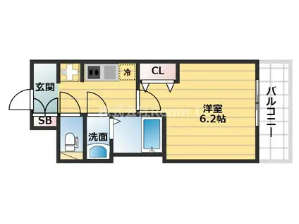 プレサンス上町台夕陽丘(1K/5階)の間取り写真