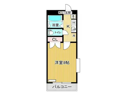 グランデュール中野(1K/2階)の間取り写真