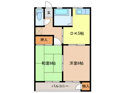 日高アパート(2DK/2階)の間取り写真