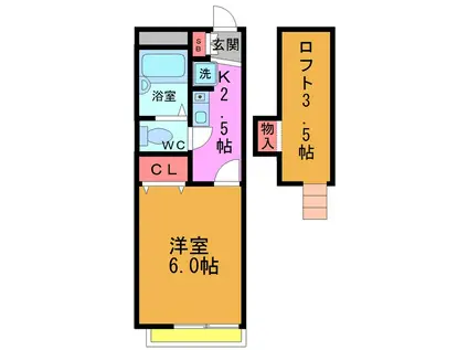 サン・フェリア(1K/1階)の間取り写真