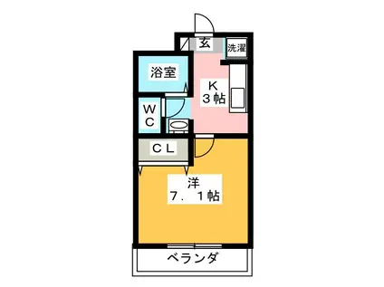 エスポワールNK(1K/1階)の間取り写真