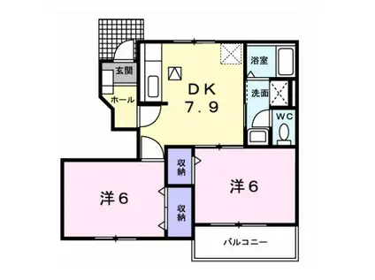 アルカンシエルI(2DK/1階)の間取り写真