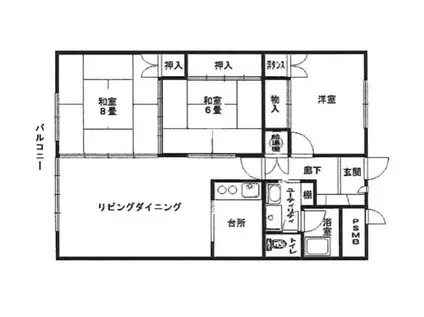 コープオリンピア笹口(3LDK/4階)の間取り写真