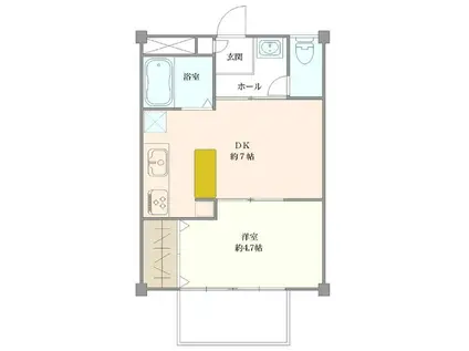 エスポワール出来島(1DK/3階)の間取り写真