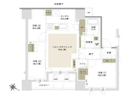 グローリオ文京東大前ヒルズ(3LDK/5階)の間取り写真