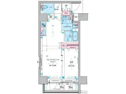 GENOVIA 東神田 GREEN VEILジェノヴィア東神田グリー(1LDK/8階)の間取り写真