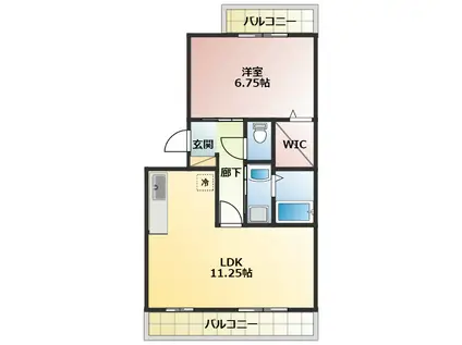 KSアトレア(1LDK/1階)の間取り写真