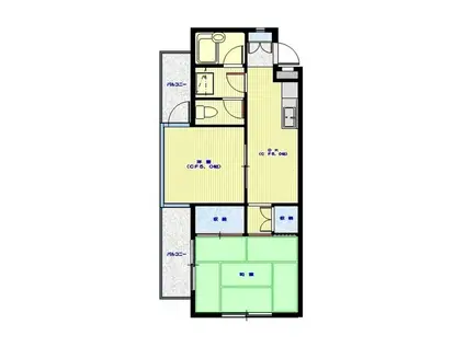 カーサオリエンテ(2DK/2階)の間取り写真