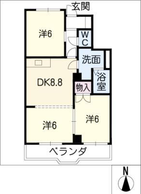 メゾンときわ(3DK/1階)の間取り写真