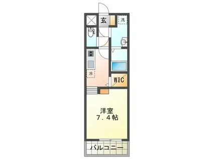 ルネス上浜(1K/2階)の間取り写真