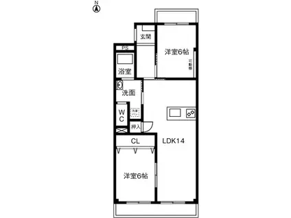 笠東ハイツ 105(2LDK/3階)の間取り写真