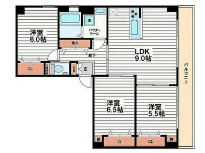 清和荘マンション(3LDK/3階)の間取り写真