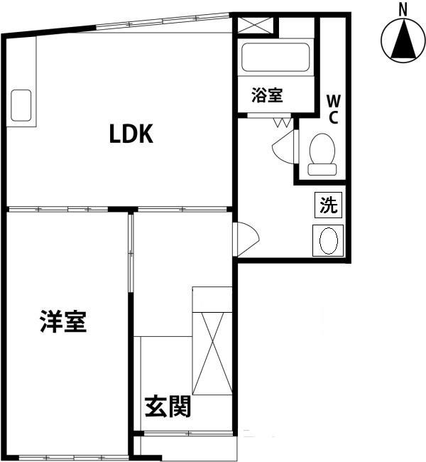 舟津スクエア(1LDK/1階)の間取り写真