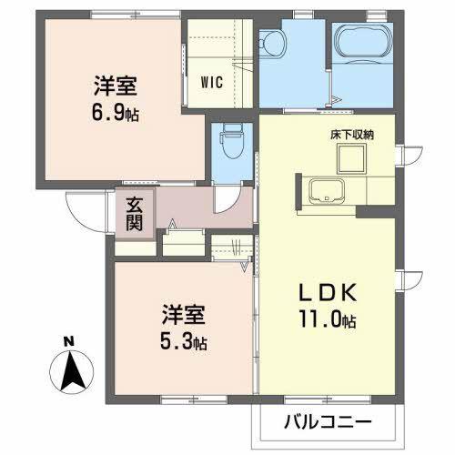 シャーメゾン堀口A(2LDK/1階)の間取り写真
