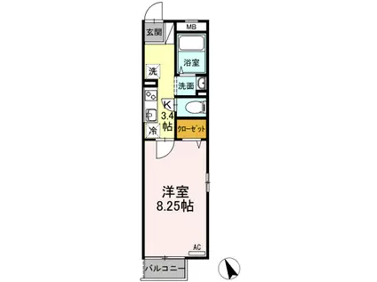 MALVERN(1K/2階)の間取り写真