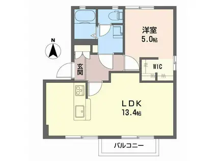 ウィング(1LDK/1階)の間取り写真
