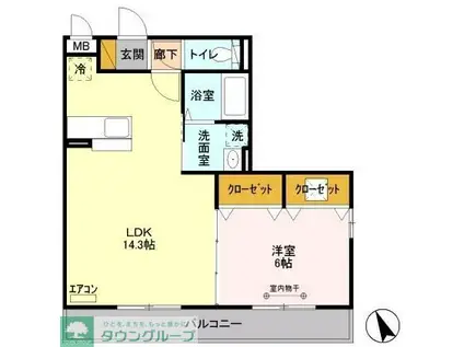 レジデンス三郷 I号館(1LDK/1階)の間取り写真