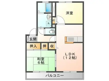 アイディール C (2LDK/1階)の間取り写真